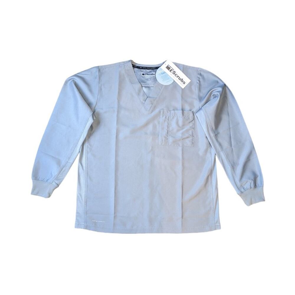 TiScrubs men's long sleeve scrub top gray size S NWT